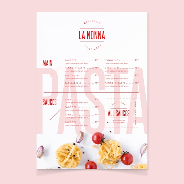 Healthy food menu template