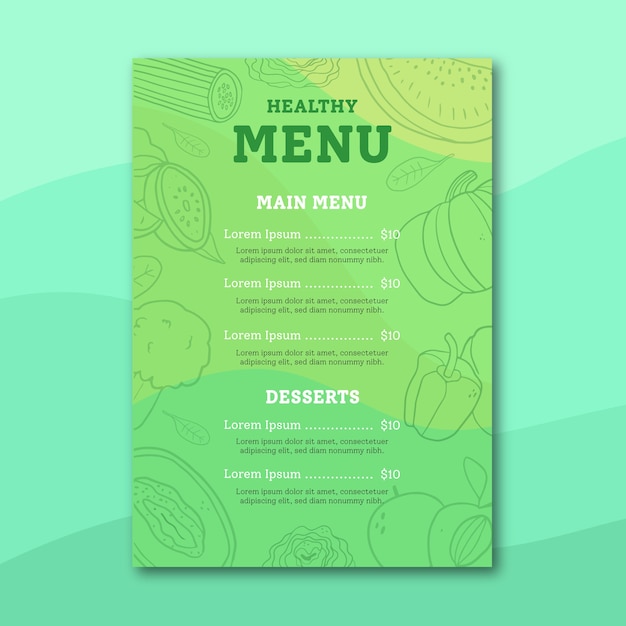 Free vector healthy food menu template