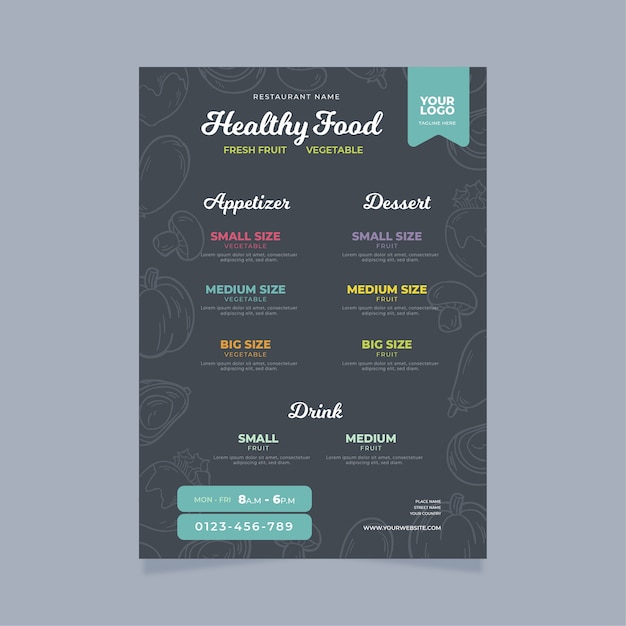 Healthy food menu template