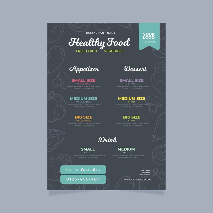 Free Vector healthy food menu template