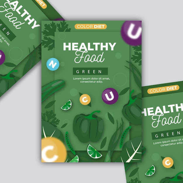 Бесплатное векторное изображение Шаблон плаката здоровой пищи