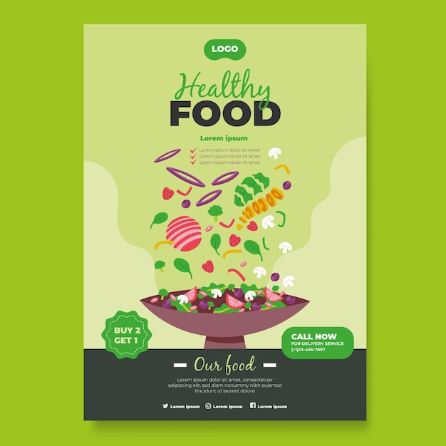 Free vector healthy food poster template