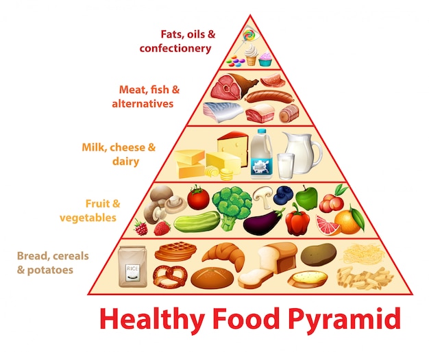 Vettore gratuito grafico a piramide alimentare sano