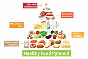 Vettore gratuito grafico a piramide alimentare sano