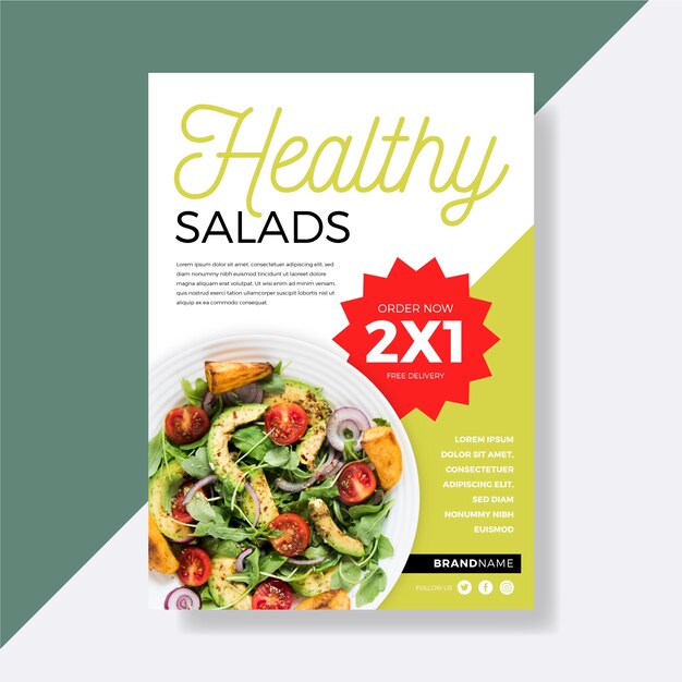 Healthy food restaurant flyer template theme