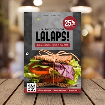 Healthy food restaurant flyer template with photo
