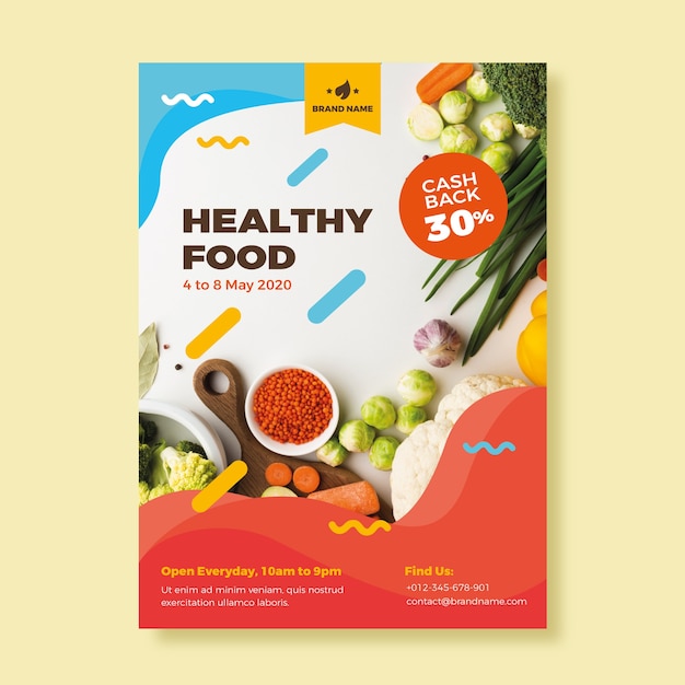 Free vector healthy food restaurant flyer template