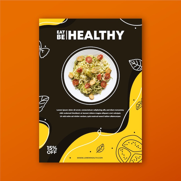 Healthy food restaurant flyer with photo