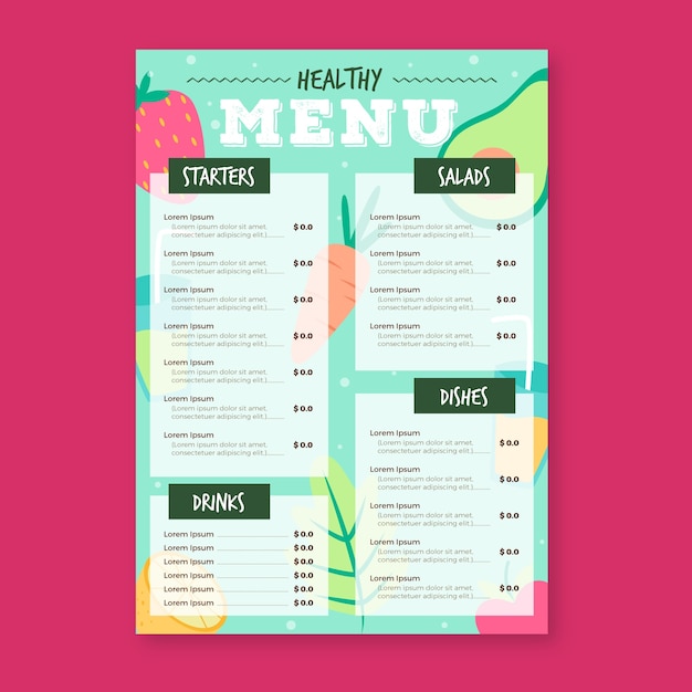 healthy food restaurant menu template