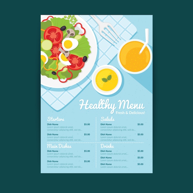 Healthy food restaurant menu template