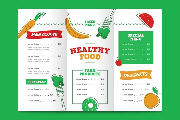 healthy food restaurant menu template