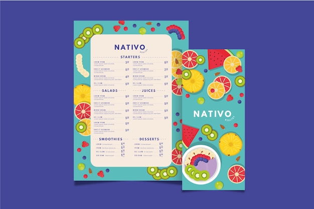 Healthy food restaurant menu template