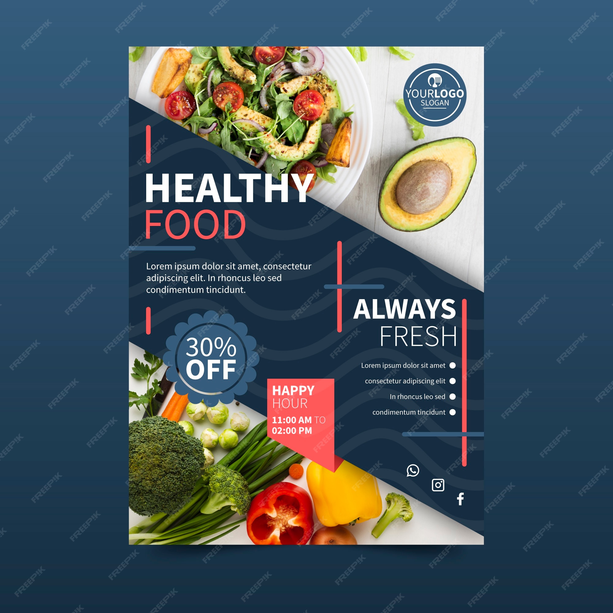 Free Vector | Healthy food restaurant poster design style