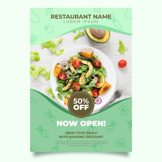 건강 식품 레스토랑 포스터 템플릿 디자인