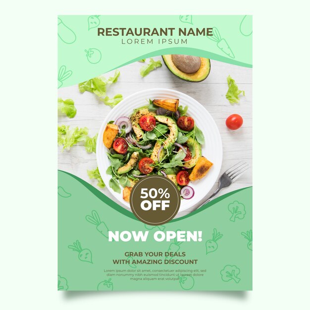 Healthy food restaurant poster template design