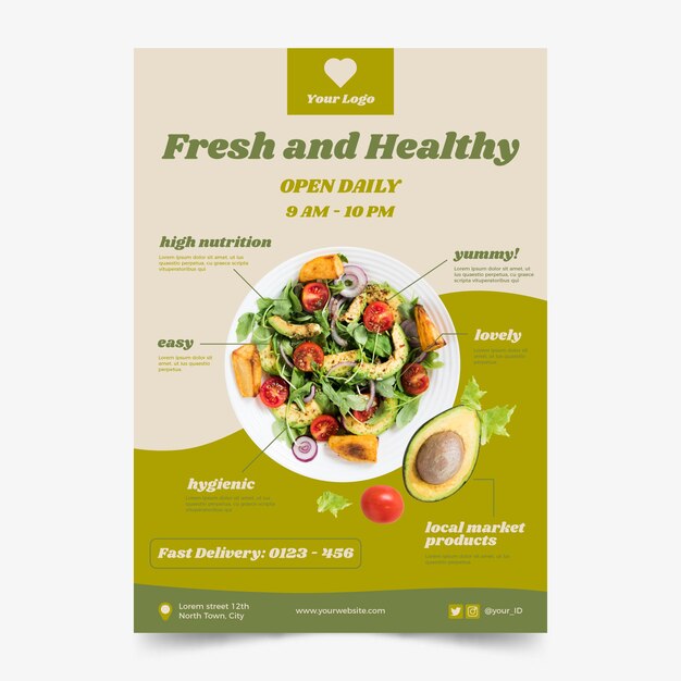 Healthy food restaurant poster template