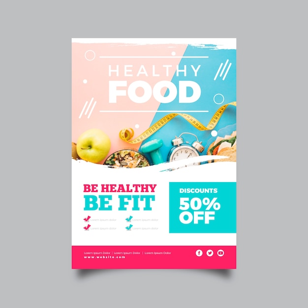 Free vector healthy food restaurant poster template