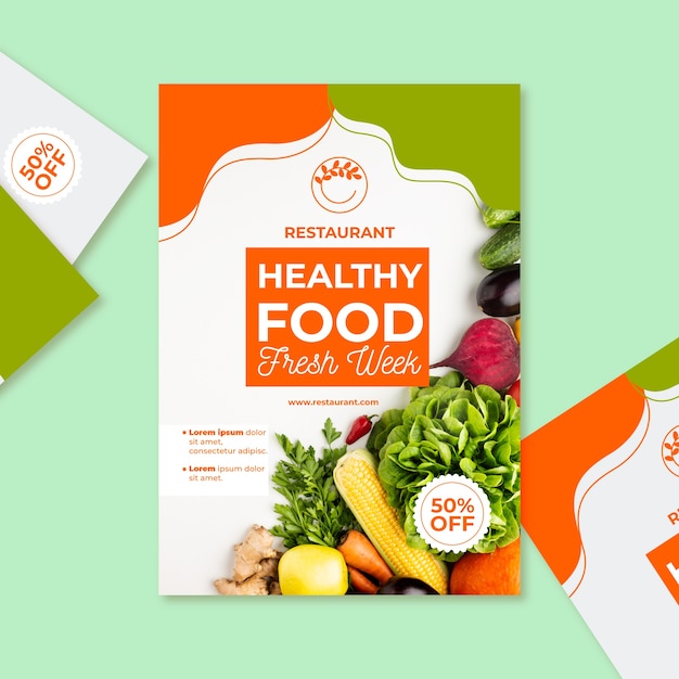 Free vector healthy food restaurant poster template