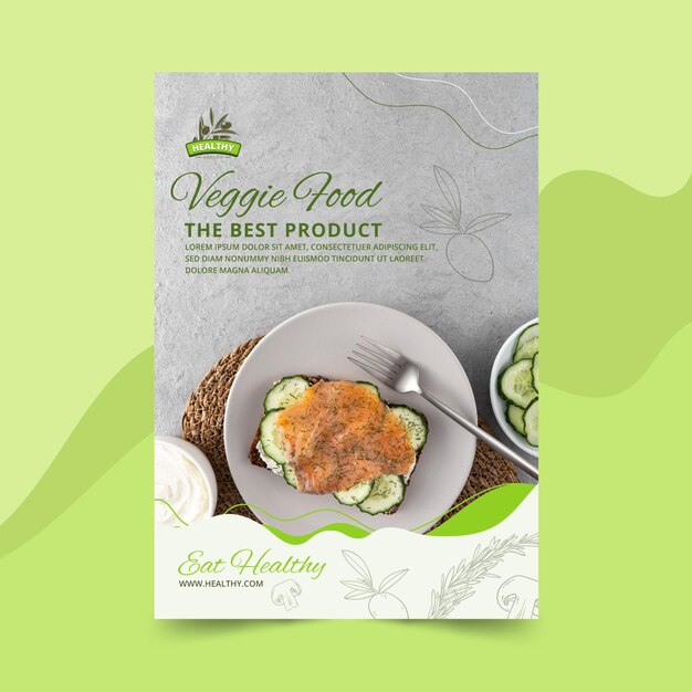 healthy food restaurant vertical flyer template