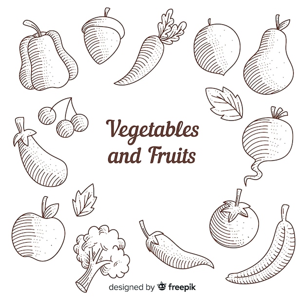 Free vector healthy food sketches collection