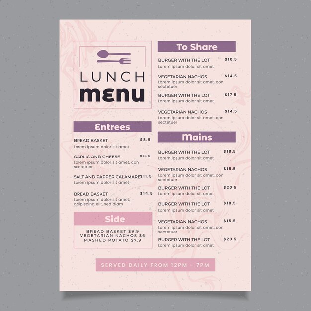 Healthy food vintage restaurant menu template