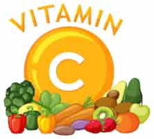 Vettore gratuito alimenti sani contenenti vitamina c illustrazione vettoriale