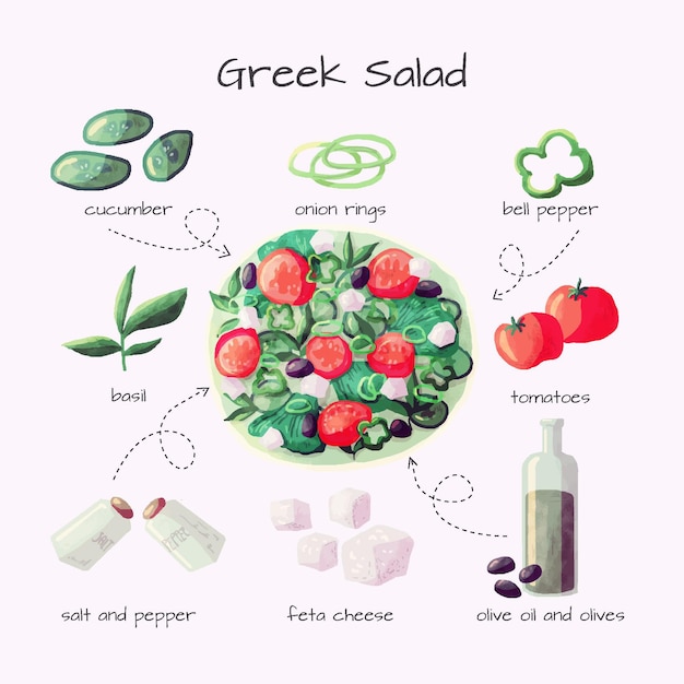 Healthy greek salad recipe concept