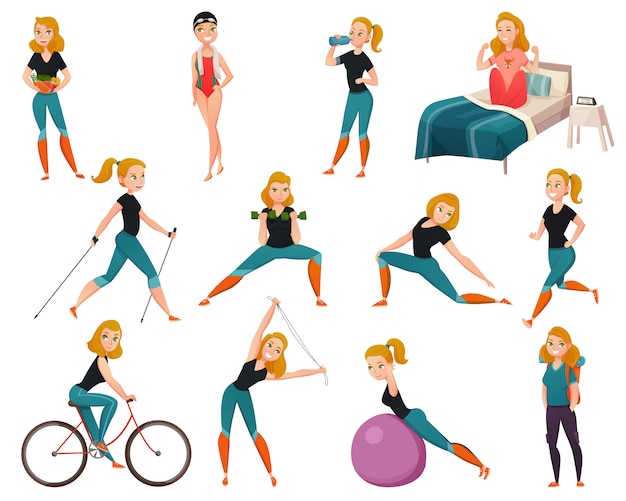 Free vector healthy lifestyle icon set