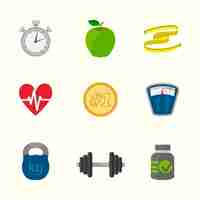 Free vector healthy lifestyle icons collection