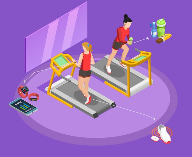 Free vector healthy lifestyle isometric template