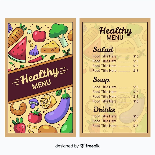 Free vector healthy menu template