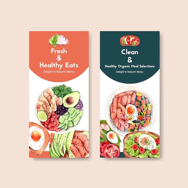 Healthy and organic food flyer template design