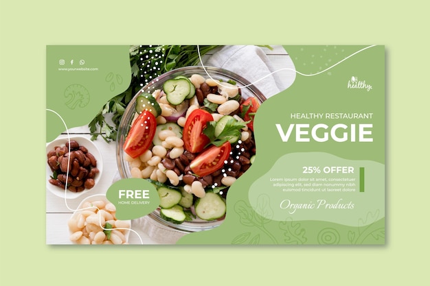 Free vector healthy restaurant banner template