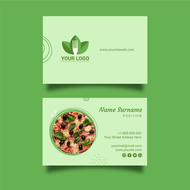 Бесплатное векторное изображение Шаблон визитной карточки здорового ресторана