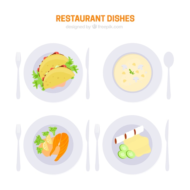 Free vector healthy restaurant food set