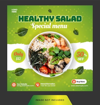 Healthy salad social media instagram post and facebook post template