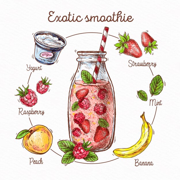 Healthy smoothie recipe concept