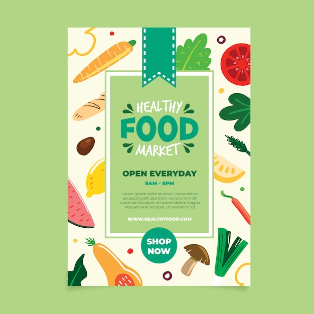 Free vector healthy vegan food poster template