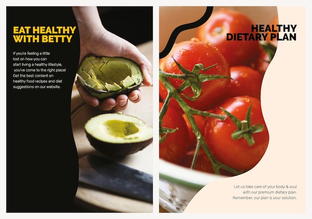 Free vector healthy vegan template lifestyle marketing food poster set