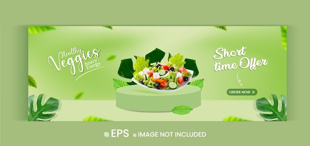 Healthy vegetable menu social media promotion offer facebook cover banner template premium vector
