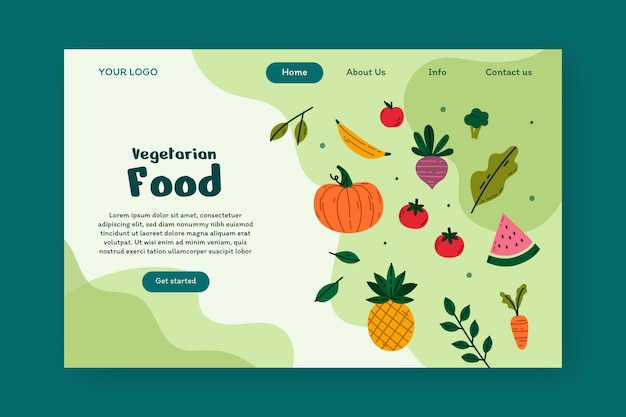 건강한 채식 음식 방문 페이지 템플릿