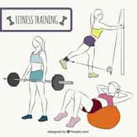 Free vector healthy women exercising