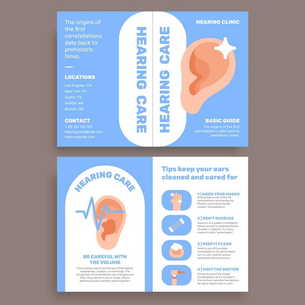 Hearing care steps brochure template design