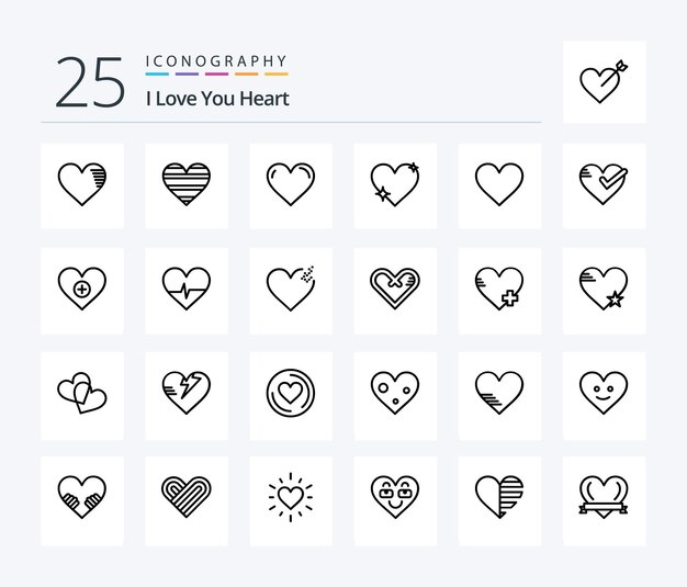 ハートハートグッドビートハートを含むハート25ラインアイコンパック
