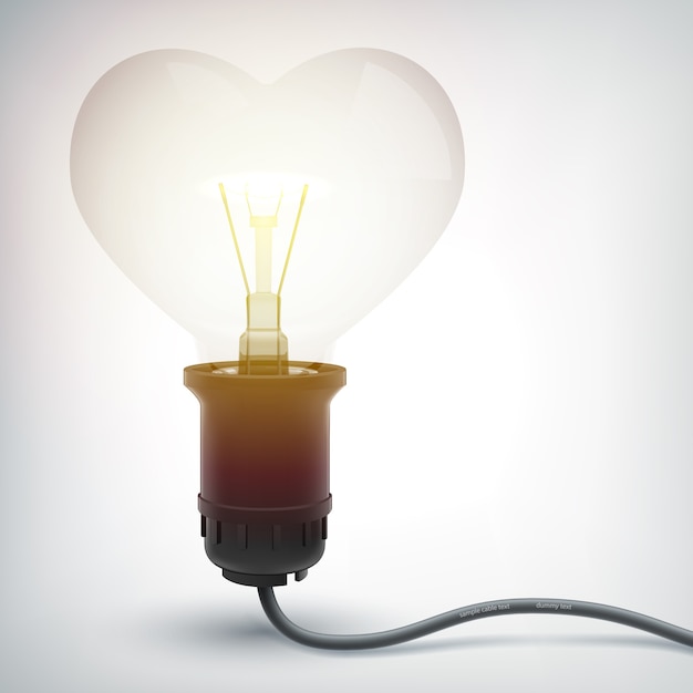 Vettore gratuito lampadina del cuore 3d