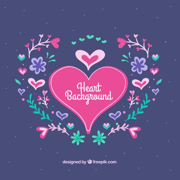 Free vector heart background with flowers