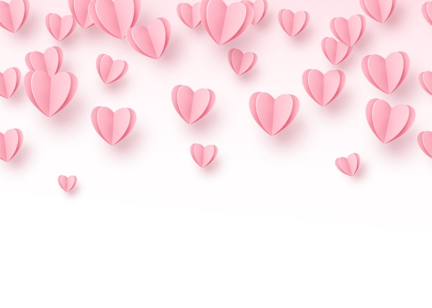 Heart background with light pink paper cut hearts.