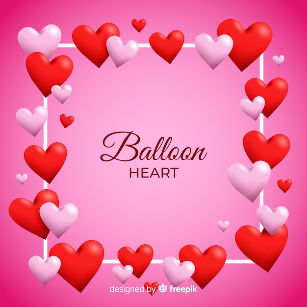 Free vector heart balloon frame background