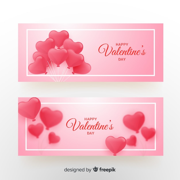 Heart balloons valentine banner