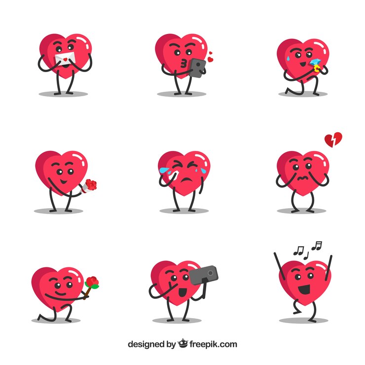 Free Vector heart characters collection